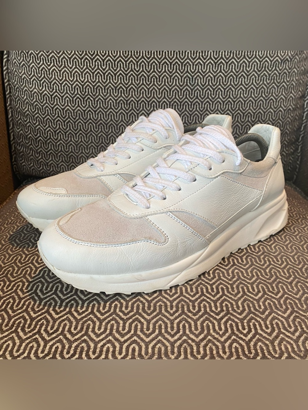 Koio Volterra Sneaker Polar White Leather Suede Shoe Low Mens 9 Made In Italy